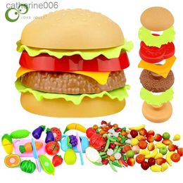 Cuisines jouer à la nourriture semblant jouer ensemble en plastique fruits légumes jouets bricolage jeu de coupe Hamburger frites Pizza jouets interactifs Mini cuisine ustensiles de cuisine DDJL231026