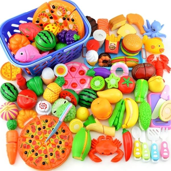 Cuisines Jouer Alimentaire Faire semblant Jouets En Plastique Couper Fruits Légumes Enfants Cuisine Montessori Apprentissage Éducatif 221105