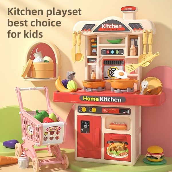 Cuisines Play Food Réaliste Faire semblant de jouer Jouet de cuisine pour enfants Chef Playset Accessoires de cuisine Lumières Sons pour tout-petits Filles Garçons 3 ans 230626