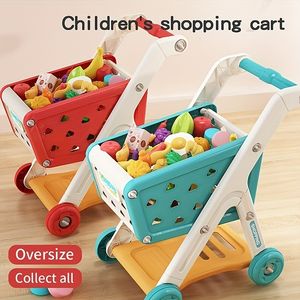 Keukens Speelvoedsel Winkelwagen speelgoed baby kleine trolley kinderen speelhuis fruit gesneden muziek keuken supermarkt mannen en meisjes 230828