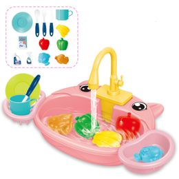Keukens spelen voedselsimulatie Elektrische vaatwasser Kinderen Toys doen alsof Mini Educatieve zomerrol Girls 230307