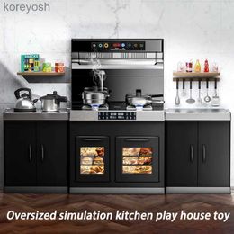 Cuisines Jouer Simulation alimentaire Cuisine Jouer Maison Jouet Jouets de cuisine de luxe pour enfants avec effets sonores légers Spray Ustensiles de cuisine Cadeau de Noël pour enfants L231104