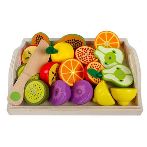 Kitchens Play Food Simulation Kitchen Pretend Toy Wooden Classic Game Montessori Educational For Children Kids Gift Cutting Fruit Vegetable Set 230530