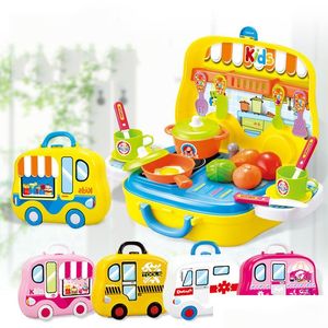 Cuisines Jouer à la nourriture en gros - Mini enfants Cuisine Faire semblant de jouer Valise Ustensiles Cuisine Jouets Ensemble cosmétique Outil pour garçons Fille Cadeau Dhkuc