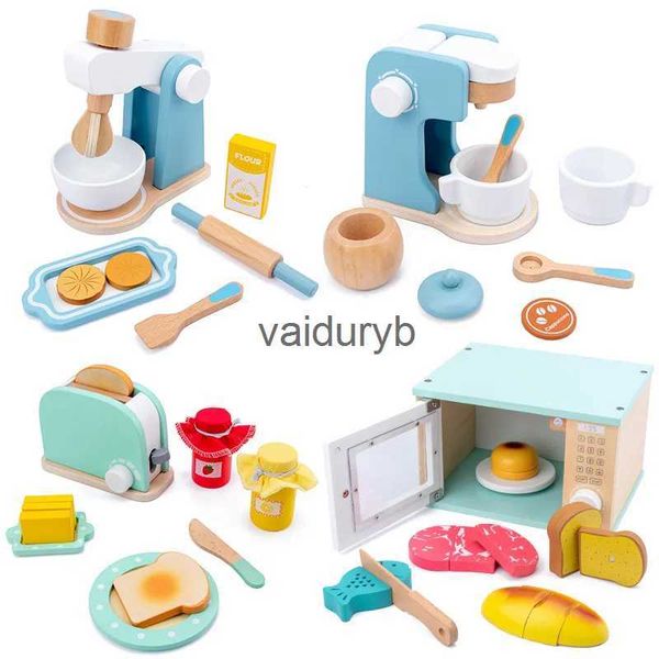 Кухни для игр в еду, деревянная кухня, ролевые игрушки, имитация кофе, тостер, миксер для гривы, детские развивающие игрушки для раннего обученияvaiduryb