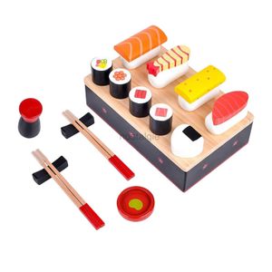 Kitchens Play Food Wooden Kitchen Toys Tableware Play House Simulation Modelo de sushi Fingente Play Toy 2443