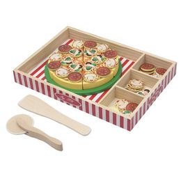 Play de cocinas Juego de alimentos educativos para la educación de la pizza de madera de madera Simula a los niños que pretenden ser suministros de la fiesta temprana bloques de construcción S24516