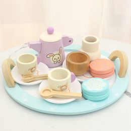 Cuisines Jouer à la nourriture en bois Simulation gâteau thé pique-nique Montessori jeux cuisine semblant Kit jouet pour garçons filles cadeau éducatif 221123