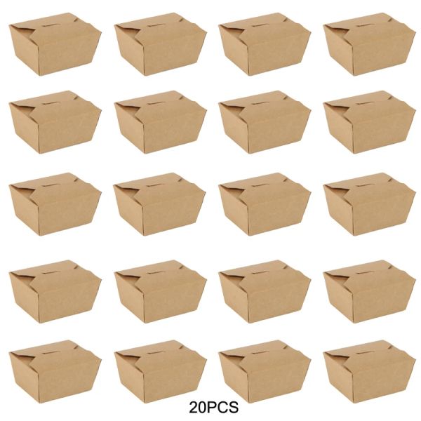 Kitchenware de envío GRATIS Papel Bandejas de comida Cajas de comida para llevar papel lonchera plegable Capas de alimentos calientes/fríos El horno de microondas