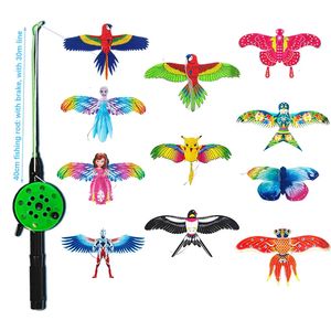 Vlieger 1set kinderen speelgoed cartoon vlinder slikt adelaar met handvat kinderen vliegen buitenspeelgoed 240407