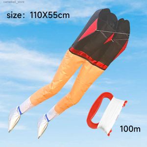 Accessoires de cerf-volant 1.1M cerf-volant doux drôle cerf-volant gonflable en nylon à longues jambes Kit de vol pour enfants facile à voler résistant aux déchirures jeu extérieur parent-enfant Q231104