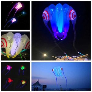 Kite Accessoires gratis verzending 10m² led trilobiet vlieger staarten zachte vliegeren nacht met oplader led kite licht hand gameL231118