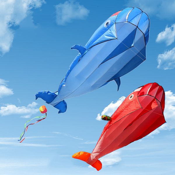 Accesorios para cometas 2,2 metros 3D Delfín gigante Forma de ballena Cometa voladora Parafoil Software deportivo Parapente Playa Cometa Juguetes al aire libre para niños adultos 230603