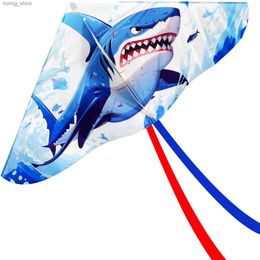 Kite Accessories 2024 Nieuwe outdoor Fun Sports Shark vlieger voor beginners delta vliegers voor kinderen en volwassenen worden geleverd met touwtje en hanteren gemakkelijk om te vliegen Y240416