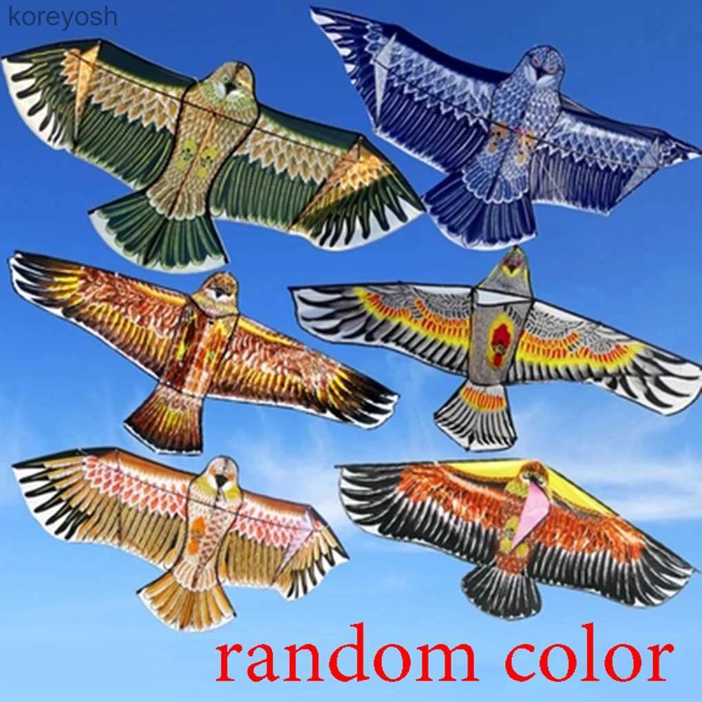 Akcesoria latawców 3D Large Eagle Kite latawce latawce latające linia pręt zabawka rozwijająca się impreza Favors Fun Toys Toys Dzieci Dift Outdoor Toolsl231118