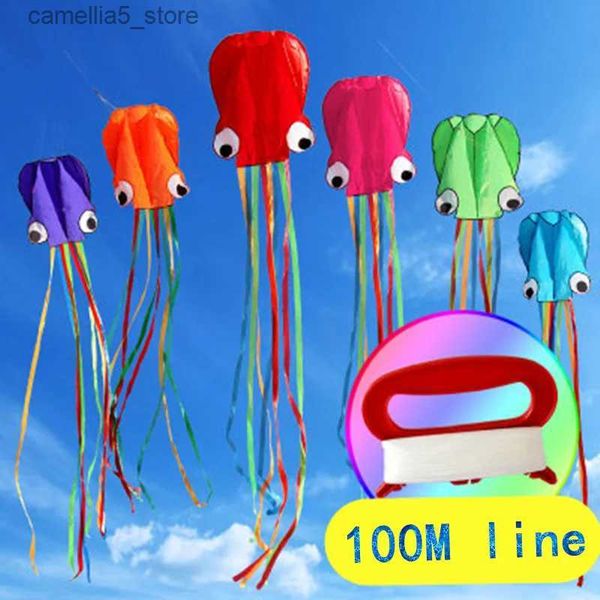 Kite Accessories 5M couleur poulpe cerf-volant doux gonflable cerf-volant animal cerf-volant longue queue adulte et enfant Sports de plein air divertissement outil de vol Q231104