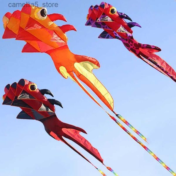 Accessoires de cerf-volant 8M 3D cerf-volant souple gros poisson rouge adulte extérieur grands cerfs-volants volants à longue queue facile à voler matériau imperméable résistant à la déchirure Cometas Q231104