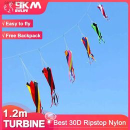 Vliegeraccessoires 9 km 1,2 m spinner windzak turbinelijn washanger zachte opblaasbare showvlieger 30D ripstop nylon met tas Q231104