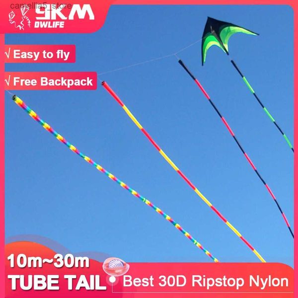 Accesorios para cometas 9KM 10m ~ 30m Kite Tube Tail Kite Tail Line Lavandería Colgante Suave Inflable Show Kite 30D Ripstop Nylon con bolsa Q231104