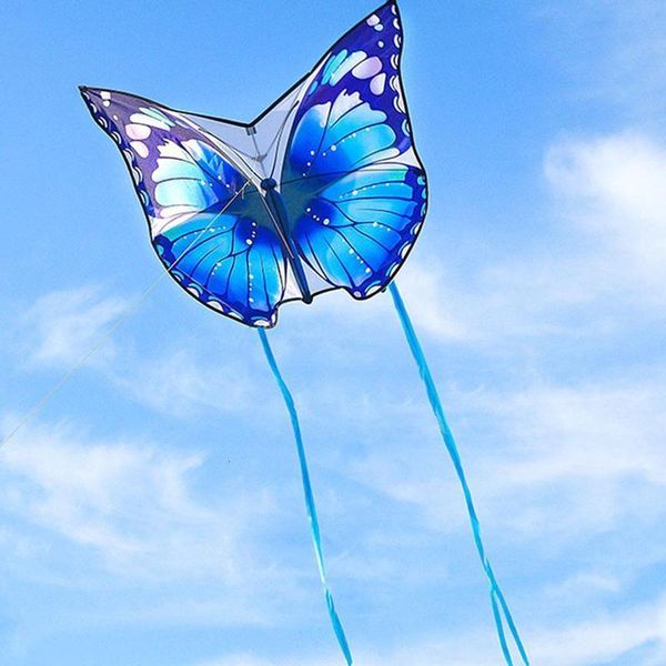 Accesorios para cometas Mariposa colorida Cometa de alas duras Nylon Cometas al aire libre Juguetes voladores para niños Stunt Kite Surf con barra de control y línea 230628