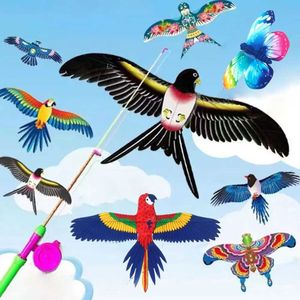 Accessoires de cerf-volant Eagle Kite et Rod Kite Ligne Grande Eagle Flying Bird Kites Enfants Gift Cartoon Kite Family Trips Garden Outdoor Sport Toy DIY