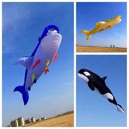 Vliegeraccessoires gratis levering van 10m moordenaar walvis multi -kleuren stof splicing skate hanger kit outdoor speelgoed windsock kit 3d wind draak papalot wx5.21
