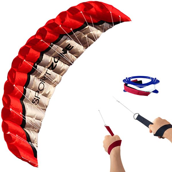 Accesorios para cometas Alta calidad 2.5 m Rojo Línea doble Parafoil Kite WithFlying Tools Power Braid Sailing Kitesurf Rainbow Sports Beach 230706