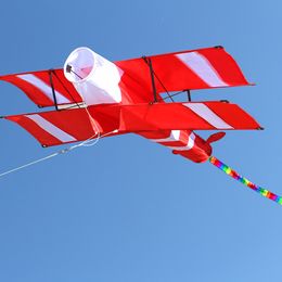 Accesorios para cometas Alta calidad 3D Línea única Avión rojo Cometa Deportes Playa con mango y cuerda Fácil de volar Regalo para niños 230712