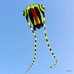 Vliegeraccessoires KITE-grote Easy Flyer zachte vlieger voor kinderen-kleurrijke groene trilobiet-het is groot! 30 inch breed met twee 130 inch lange staarten