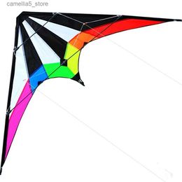 Kite Accessoires NIEUW Aankomst 48 Inch Rainbow Professionele Dual Line Stuntvlieger met handvat en lijn Goed vliegend Factory Outlet Q231104