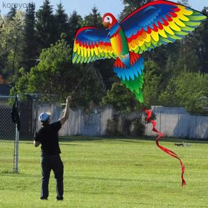 Kite Accessoires Nieuwe Kite Animal Kite Kids Realistisch Grote 3D Papegaai Vliegeren Spel Outdoor Sport Speelgoed met 100m LineL231118