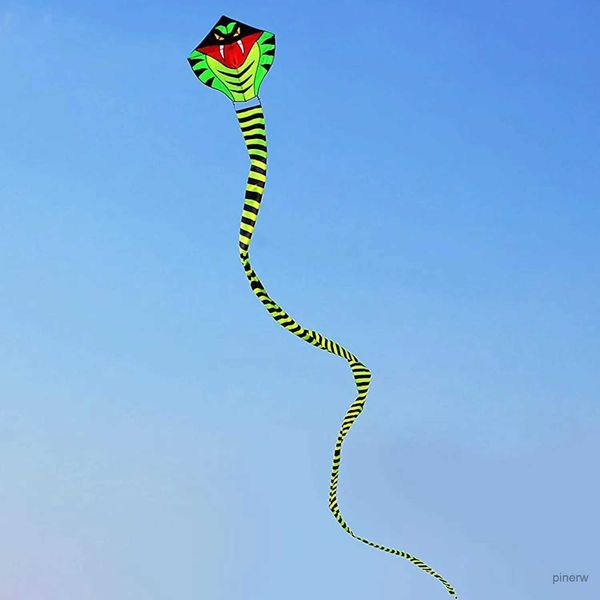 Accessoires de cerf-volant, Sports de plein air amusants, cerf-volant serpent vert de 15 m pour enfants et adultes, livré avec ficelle et poignée, bon vol