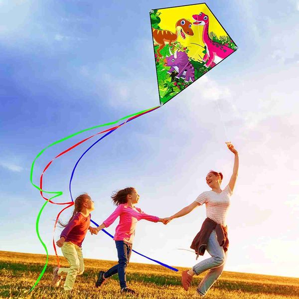 Cerf-volant accessoires Sports de plein air amusants nouveau cerf-volant de dinosaure bricolage diamant pour enfants avec poignée et ligne bon vol