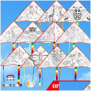 Accessoires de cerf-volant en tissu polyester Graffiti, jouets de bricolage, vente en gros, pratique du bon temps, Kit créatif, Sport en plein air, cadeau pour enfants, Drop Dh52G