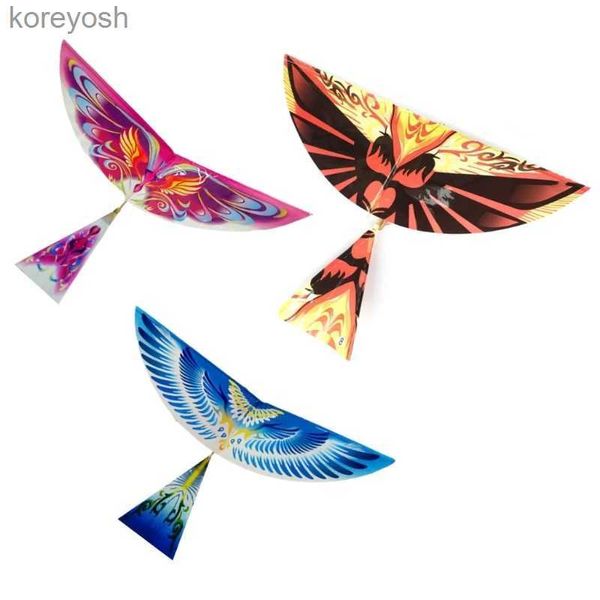 Accessoires de cerf-volant Q0KB cerfs-volants d'oiseaux volants bande de caoutchouc élastique alimenté cerfs-volants d'oiseaux volants drôle enfants jouet cadeau Sports de plein air 10 pièces pour enfants L231118