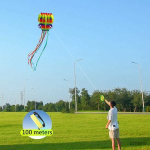 Kite Accessoires YongJian 3D octopus zachte vlieger 5m Giant Kite Met 100m band lijn Giant zachte vliegers voor volwassenen buitenspeelgoed