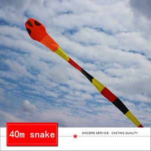 Kites 40m Grand serpent doux Single Line résistant à la déchirure de sport de sport de sport de qualité facile à voler Long Tail Kites 0110