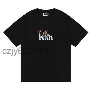 Kith Begonia Floral Serif T-shirt Hoge kwaliteit Casual heren en veelzijdige T-shirt9emj met korte mouwen voor dames en dames