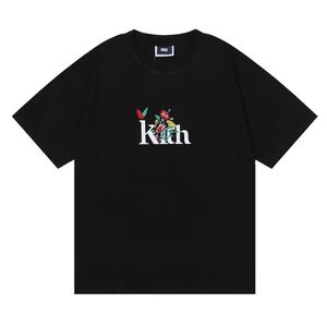 Kith Klassieke Letter Bloemenprint Ins Amerikaans modemerk Heren en dames Casual losse trui met korte mouwen T-shirt