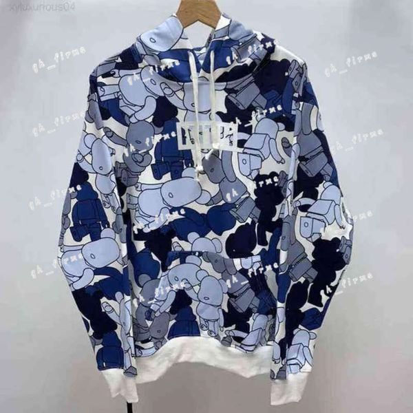 Kith sweat à capuche X Be Rbrick motif sweat à capuche pour homme à capuche femmes pulls Couples parent-enfant pulls Streetwear bleu ours imprimé lâche hiver Hip Hop veste 542