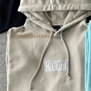 Kith Hoodies 24SS Loose Spring kleding Hoodies Borduurwerk Kith Terry Hoody Mens Woman Top Kwaliteit Pullover Sweatshirts Origineel Tag Labelaqr Kith 3791