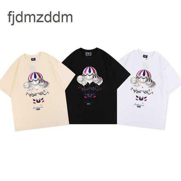 Kith nueva versión coreana de verano Fashion Fashion Camiseta de manga corta High Street Hot Air globo para hombres y parejas para mujeres Tops