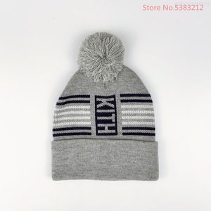 Kith Beanie de gorro a rayas Sombreros de invierno para mujeres Hombres Brimless Hip Hip Ladies Winter Skullies Outdoori805 {Categoría}