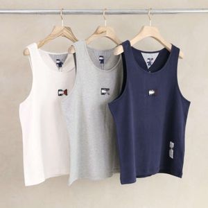 Kith T-shirt Designer Hilfigers Top Quality Luxury Fashion Europe et Amérique T-shirt de marque petite lettre carrée broderie d'été décontractée lavé tout le réservoir de coton