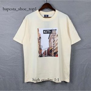 Kith T-shirt High Street Tide Brand Men's T-shirts Kith Street View Gedrukte korte mouwen Rose Omoroccaanse tegel voor mannen en vrouwen T-stuk katoen tops 9633