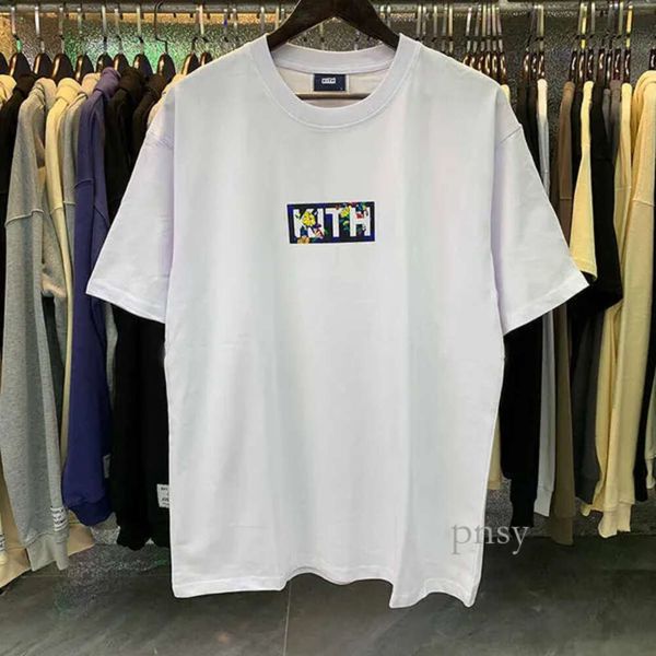 Kith T-shirt homme noir blanc abricot décontracté KITH Tee hommes femmes Kith classique fleur oiseau imprimé Kith t-shirt ample à manches courtes avec étiquette Kith sweat à capuche 205