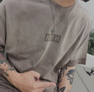 Kith T-shirts imprimés T-shirts surdimensionnés à manches courtes délavés pour hommes et femmes