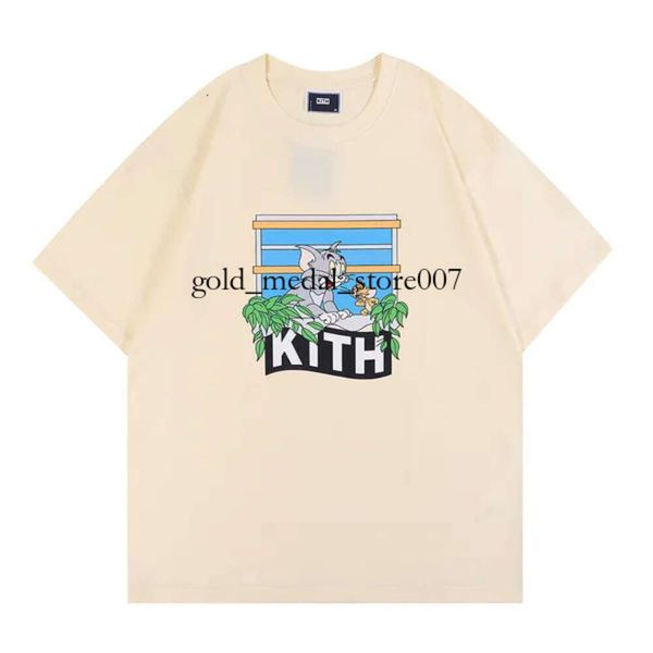 Kith Tom y Jerry Diseñador de camisetas Hombres Tops Mujeres Mangas cortas Casco Sesame Street Tee Venta de moda Vintage Tees Outwear Top Top Bascos de gran tamaño 106