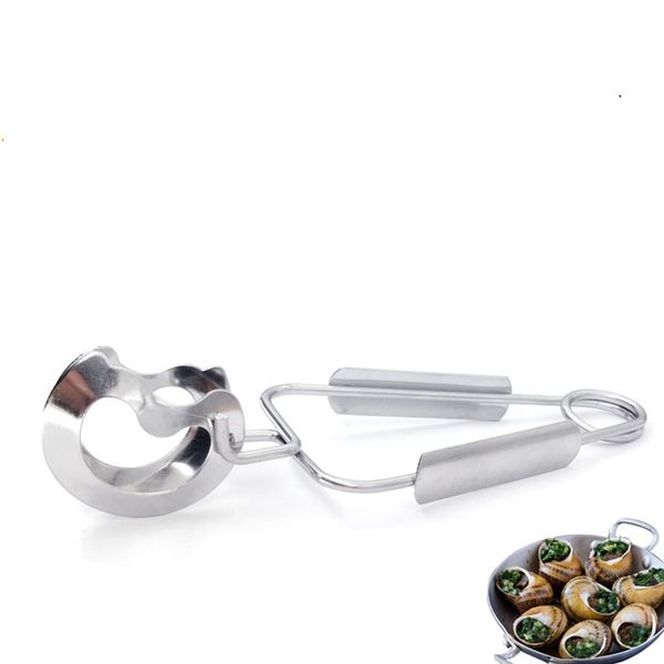 Kithen Tools Pinzas de caracol de acero inoxidable Escargot Abrazadera para servir alimentos Vajilla Carpeta de comida con resorte de una mano Precio de fábrica Diseño experto Calidad