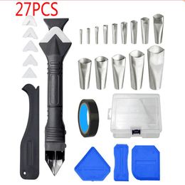 Kitpistool 27 pièces outils de calfeutrage réutilisables en Silicone Kit d'applicateur de buse de calfeutrage outil de finition de mastic grattoir à coulis cuisine salle de bains fenêtre